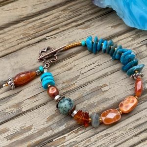 Bracelet Sundance style handcrafted with Apatite & Fire Agates
